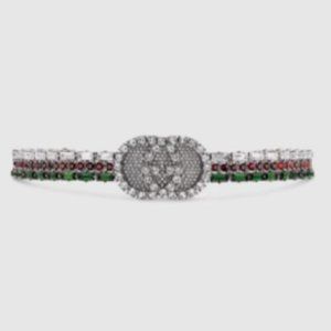 Gucci Silver Crystal GG Web Choker